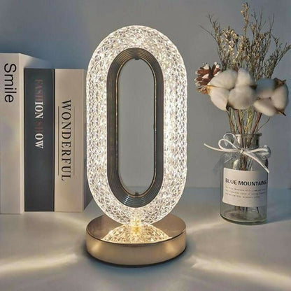 Crystal Oval Touch Table Lamp with 3 Light Modes & Dimming