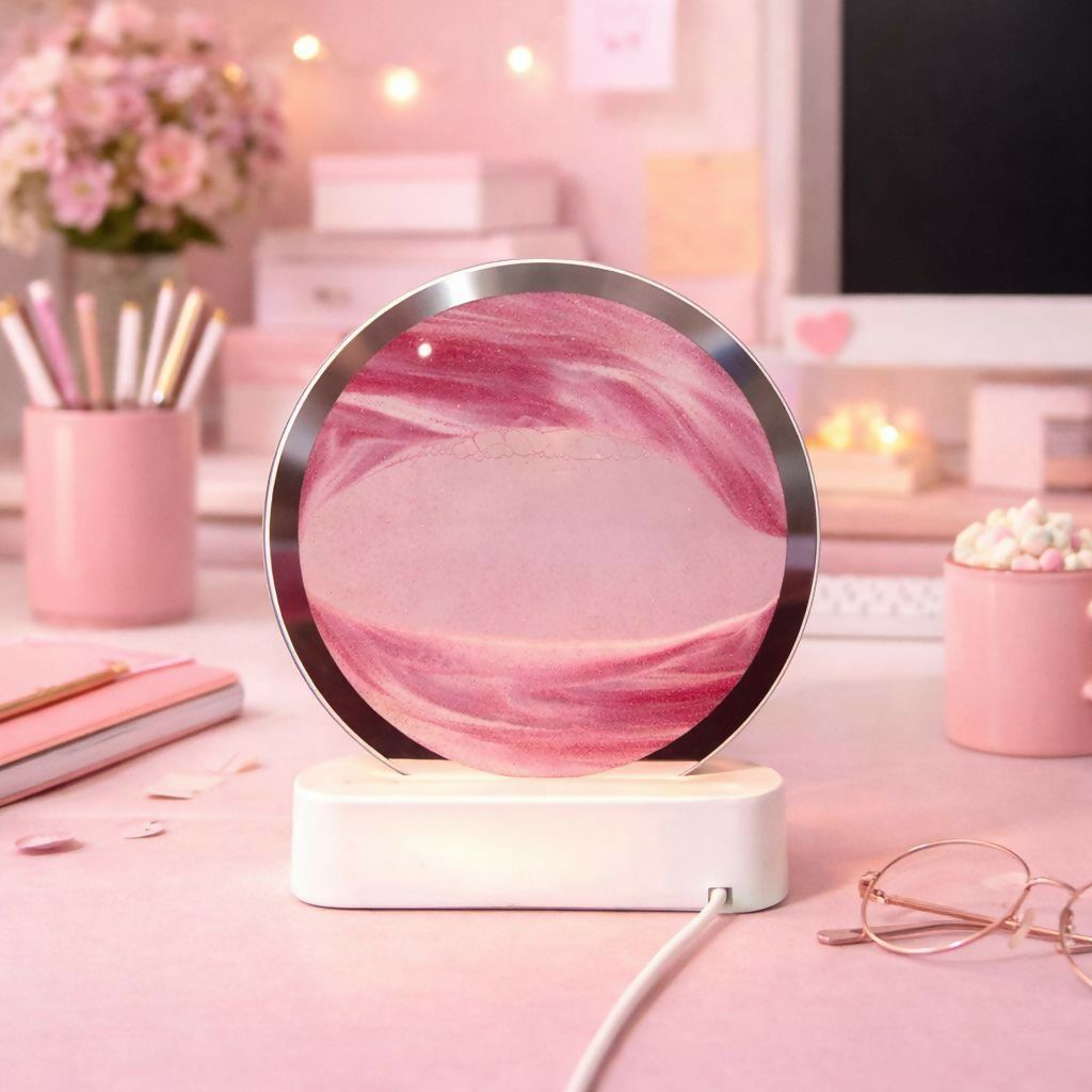 Round Sand Art LED Table Lamp Decorative Night Light