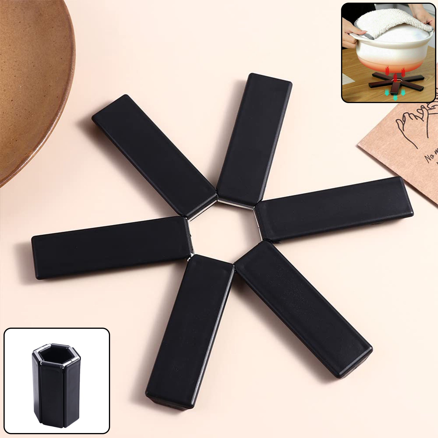 Folding Insulated Pad For Hot Pots - Foldable Trivet Mats (1 Pc)