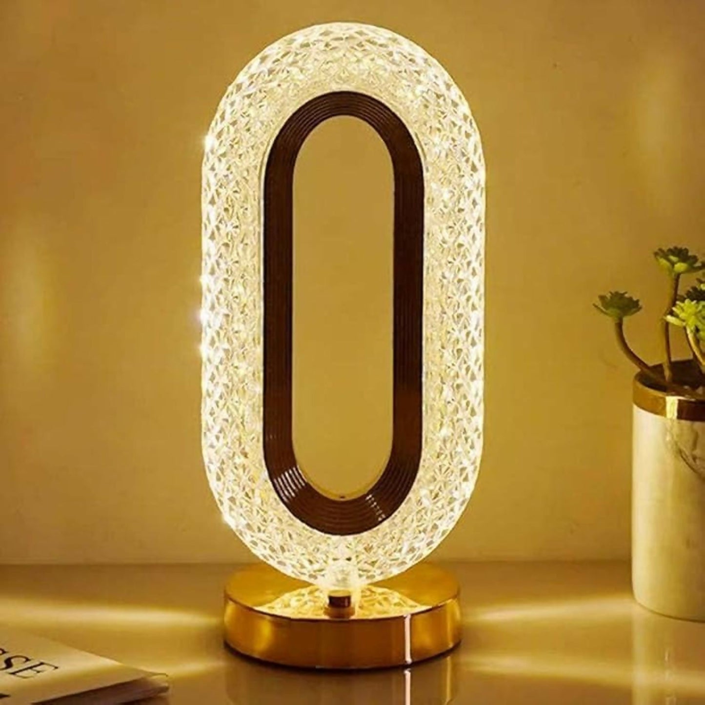 Crystal Oval Touch Table Lamp with 3 Light Modes & Dimming